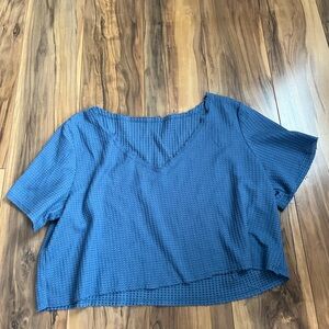 Blue waffle crop top